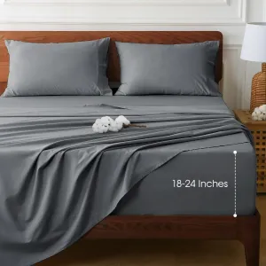 HYPREST Extra Deep Pocket Cal King Sheet Sets Fits 18"-24" in Deep Mattress -100% Cotton California King Sheet Set, Grey Hotel Luxury Soft Wrinkle Free Cooling Sheet Sets Deep Pocket