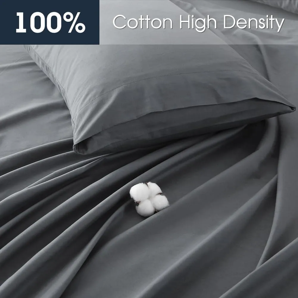 HYPREST Extra Deep Pocket Cal King Sheet Sets Fits 18"-24" in Deep Mattress -100% Cotton California King Sheet Set, Grey Hotel Luxury Soft Wrinkle Free Cooling Sheet Sets Deep Pocket
