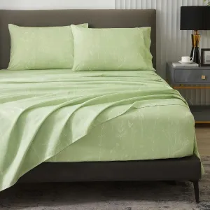 HYPREST Sage Green Sheets Queen, 18 Inch Deep Pocket Sheets Shabby Chic Green Floral Cute Bed Sheets Soft Breathable-1800 Thread Count