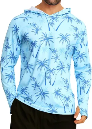 iCKER Men's UPF 50  Sun Protection Hoodie Shirt Rash Guard Long Sleeve Shirt UV Fishing Outdoor Hiking Swimming Running