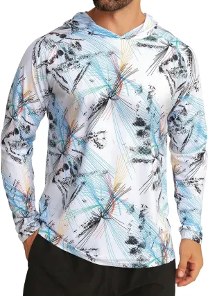 iCKER Men's UPF 50  Sun Protection Hoodie Shirt Rash Guard Long Sleeve Shirt UV Fishing Outdoor Hiking Swimming Running