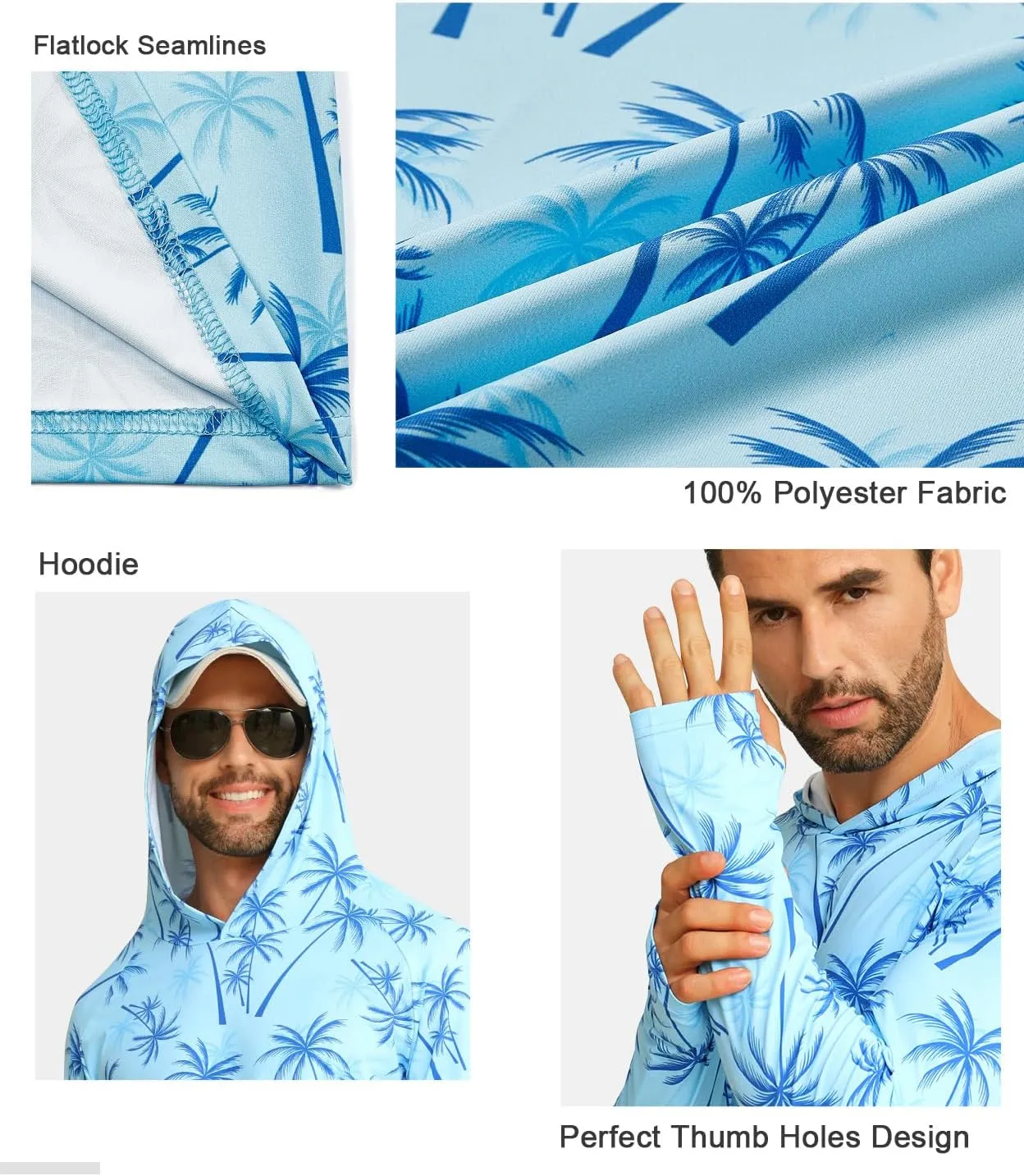iCKER Men's UPF 50  Sun Protection Hoodie Shirt Rash Guard Long Sleeve Shirt UV Fishing Outdoor Hiking Swimming Running
