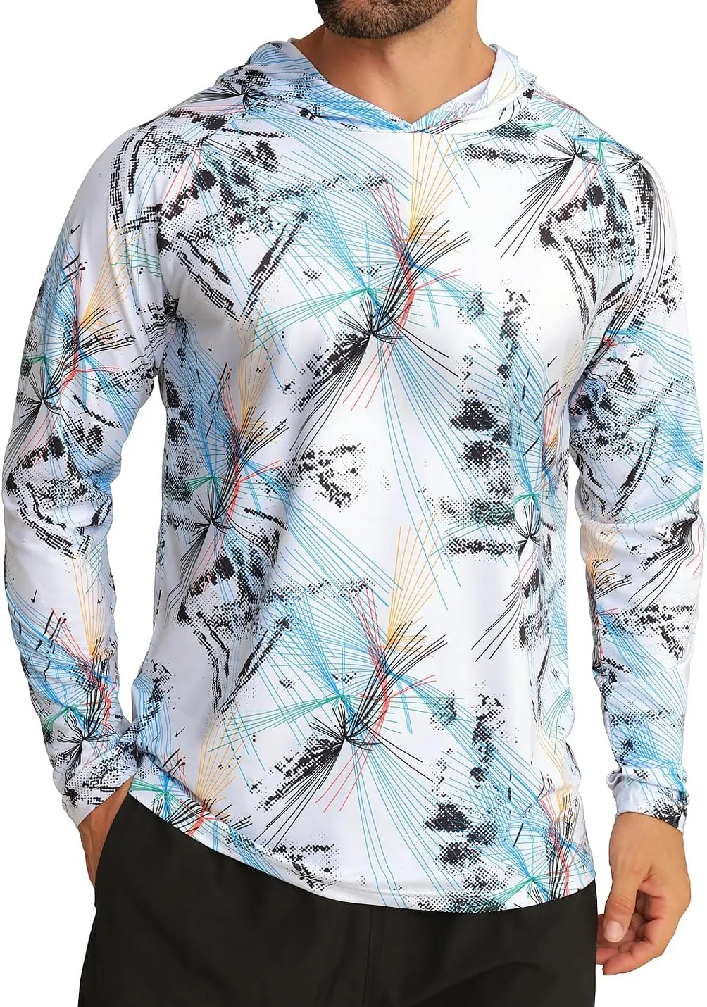 iCKER Men's UPF 50  Sun Protection Hoodie Shirt Rash Guard Long Sleeve Shirt UV Fishing Outdoor Hiking Swimming Running