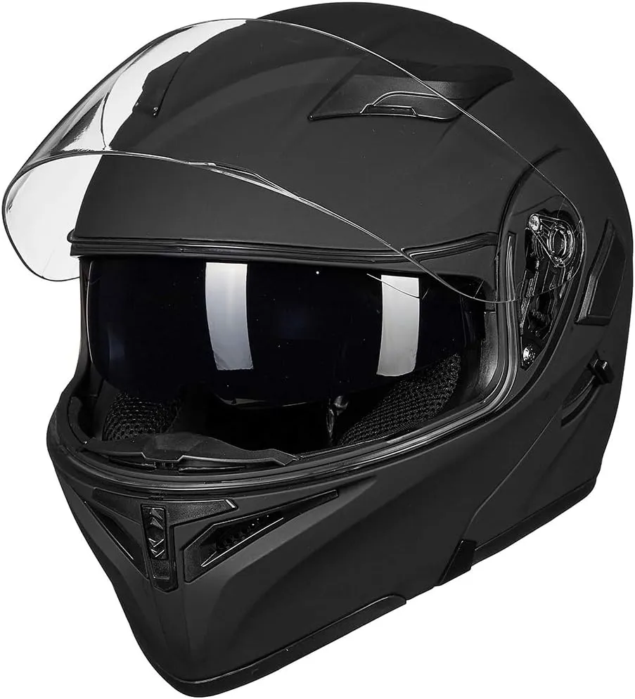 ILM Motorcycle Dual Visor Flip up Modular Full Face Helmet DOT 6 Colors Model 902