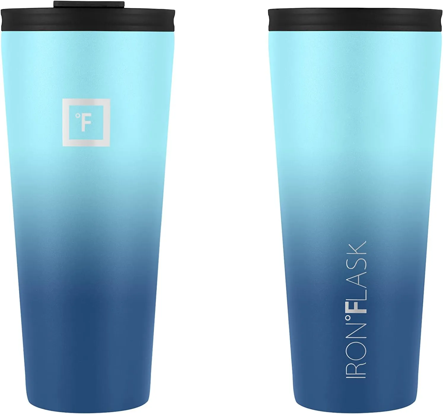IRON °FLASK Classic Tumbler - 2 Lids, Vacuum Insulated Stainless Steel Water Bottle, Double Walled, Drinking cup, Thermos Travel Mug (Blue Waves, 32 oz Solid Lid)