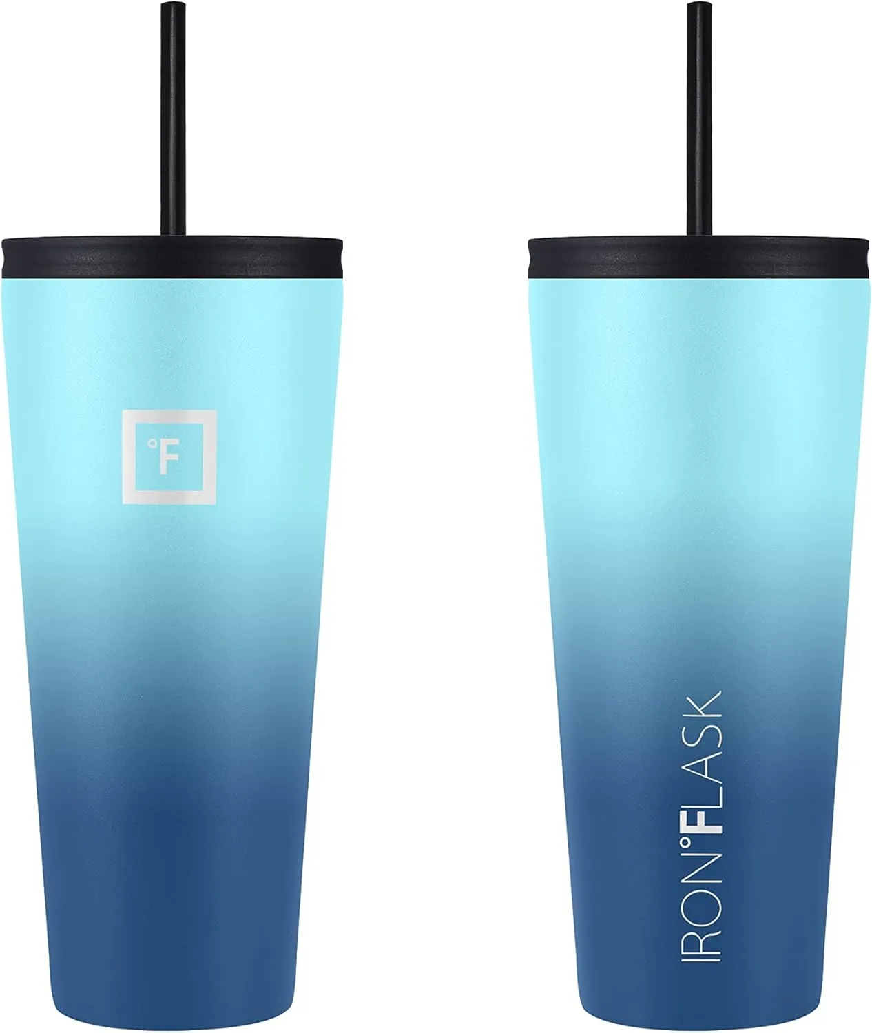 IRON °FLASK Classic Tumbler - 2 Lids, Vacuum Insulated Stainless Steel Water Bottle, Double Walled, Drinking cup, Thermos Travel Mug (Blue Waves, 32 oz Solid Lid)