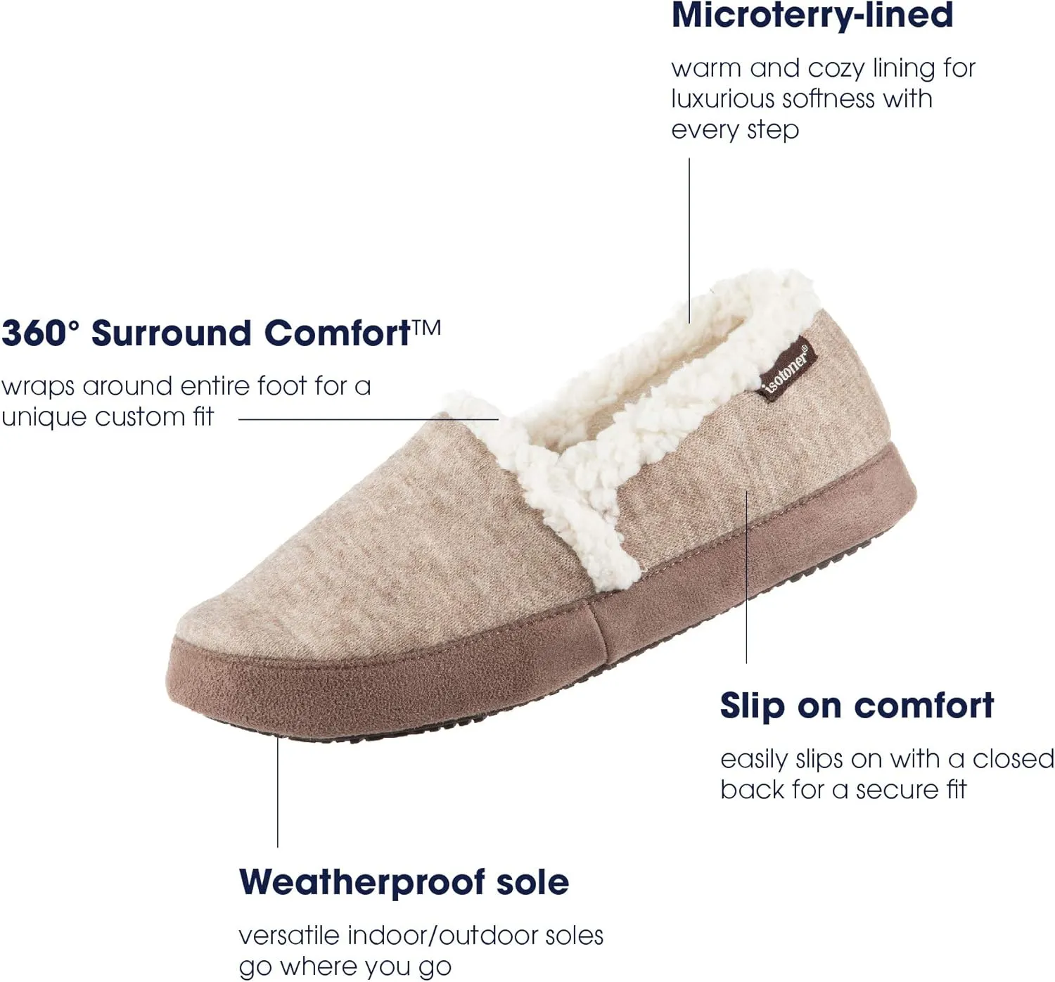 isotoner Marisol Microsuede Women's Slippers, Memory Foam, Indoor/Outdoor Sole