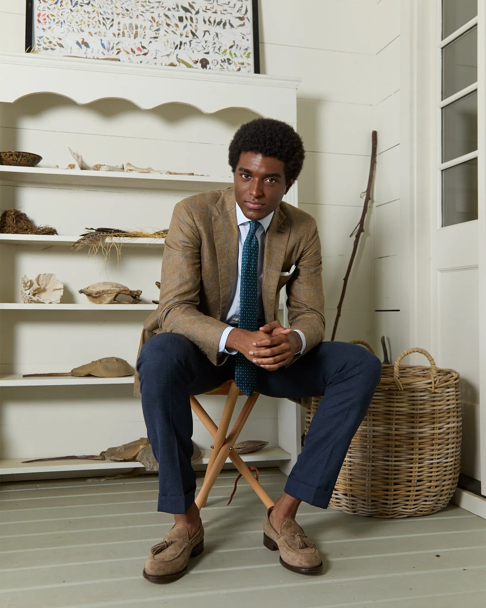 Italian Tassel Loafer in Cigar Suede