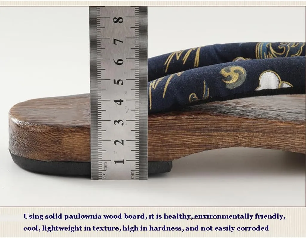Japanese Traditional Clogs Slippers,Traditional Wooden Clogs Shoes Casual and Fashionable Daily flip Flops,Beach Shoes for Home and Outdoor wear