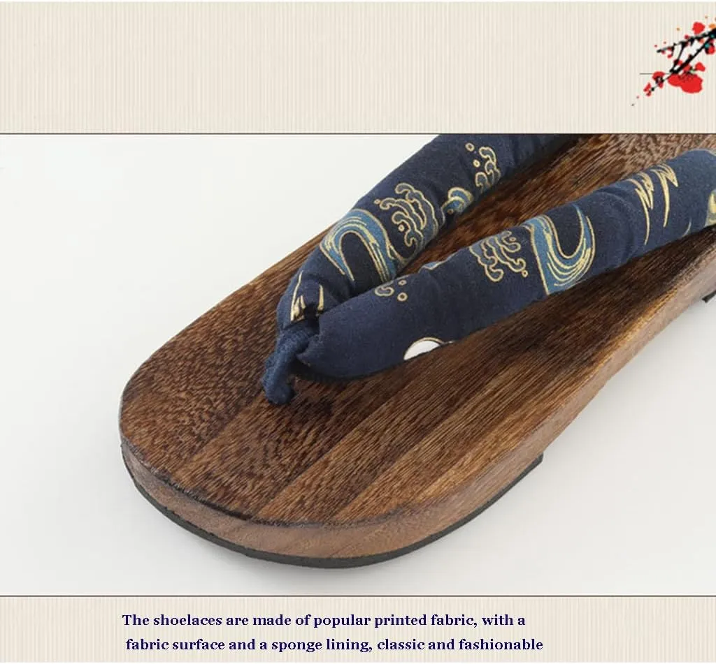 Japanese Traditional Clogs Slippers,Traditional Wooden Clogs Shoes Casual and Fashionable Daily flip Flops,Beach Shoes for Home and Outdoor wear