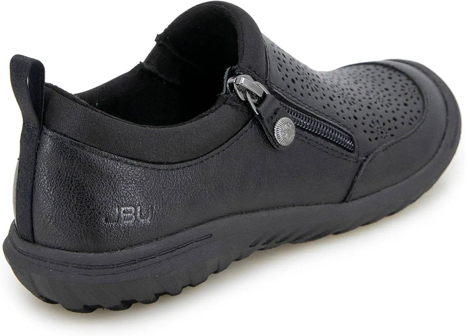 JBU Women's Avery Side Zipper Slip On Comfort Casual Oxford Flat