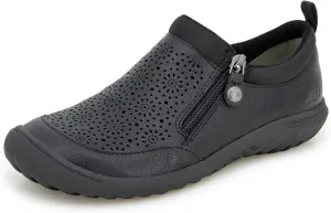 JBU Women's Avery Side Zipper Slip On Comfort Casual Oxford Flat