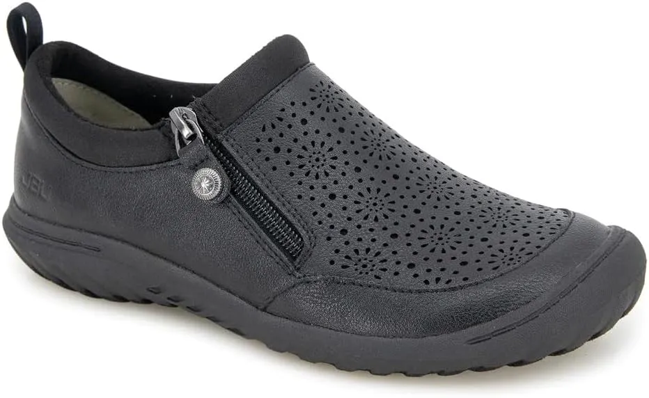 JBU Women's Avery Side Zipper Slip On Comfort Casual Oxford Flat