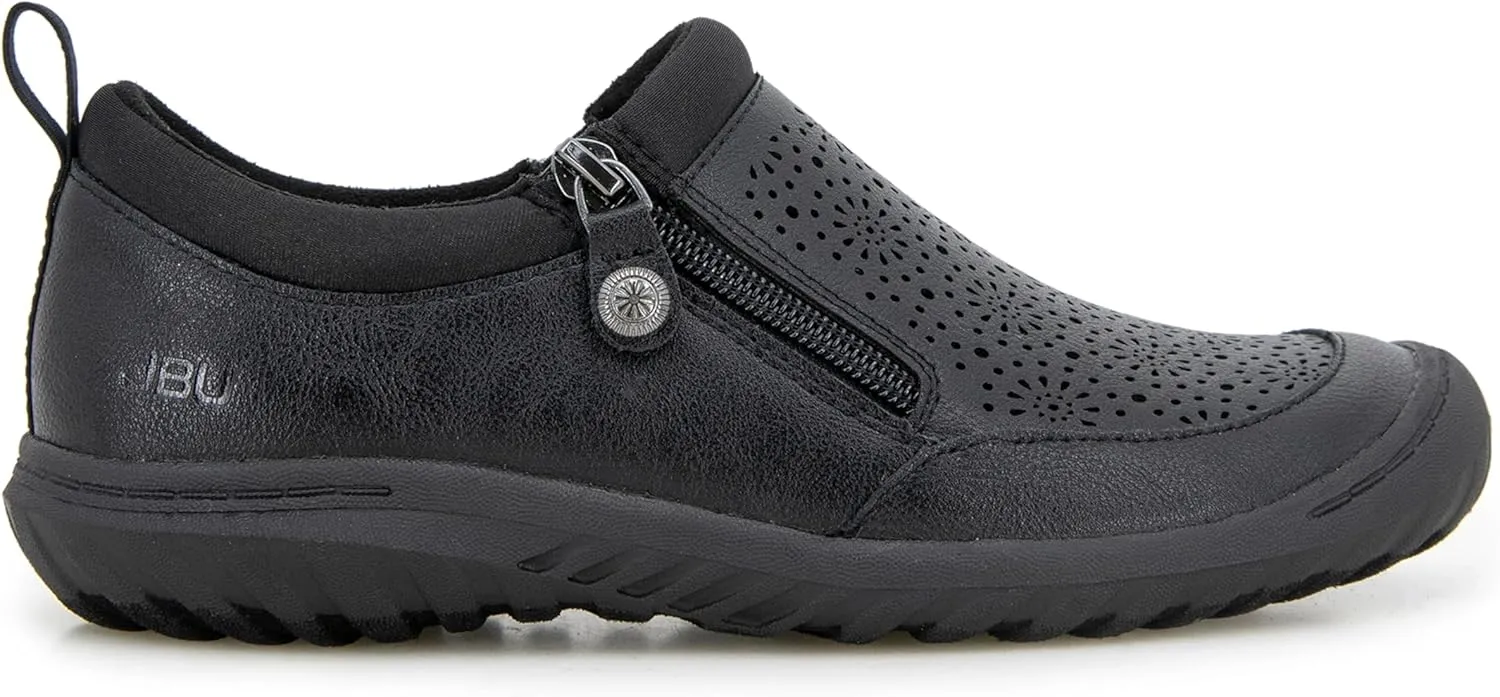 JBU Women's Avery Side Zipper Slip On Comfort Casual Oxford Flat