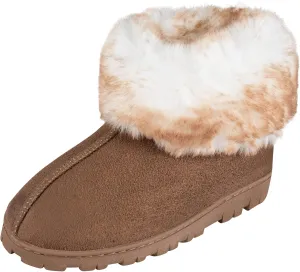 Jessica Simpson Women's and Girls Microsuede Super Soft Bootie Slippers with Indoor Outdoor Sole- Mommy & Me Set Options