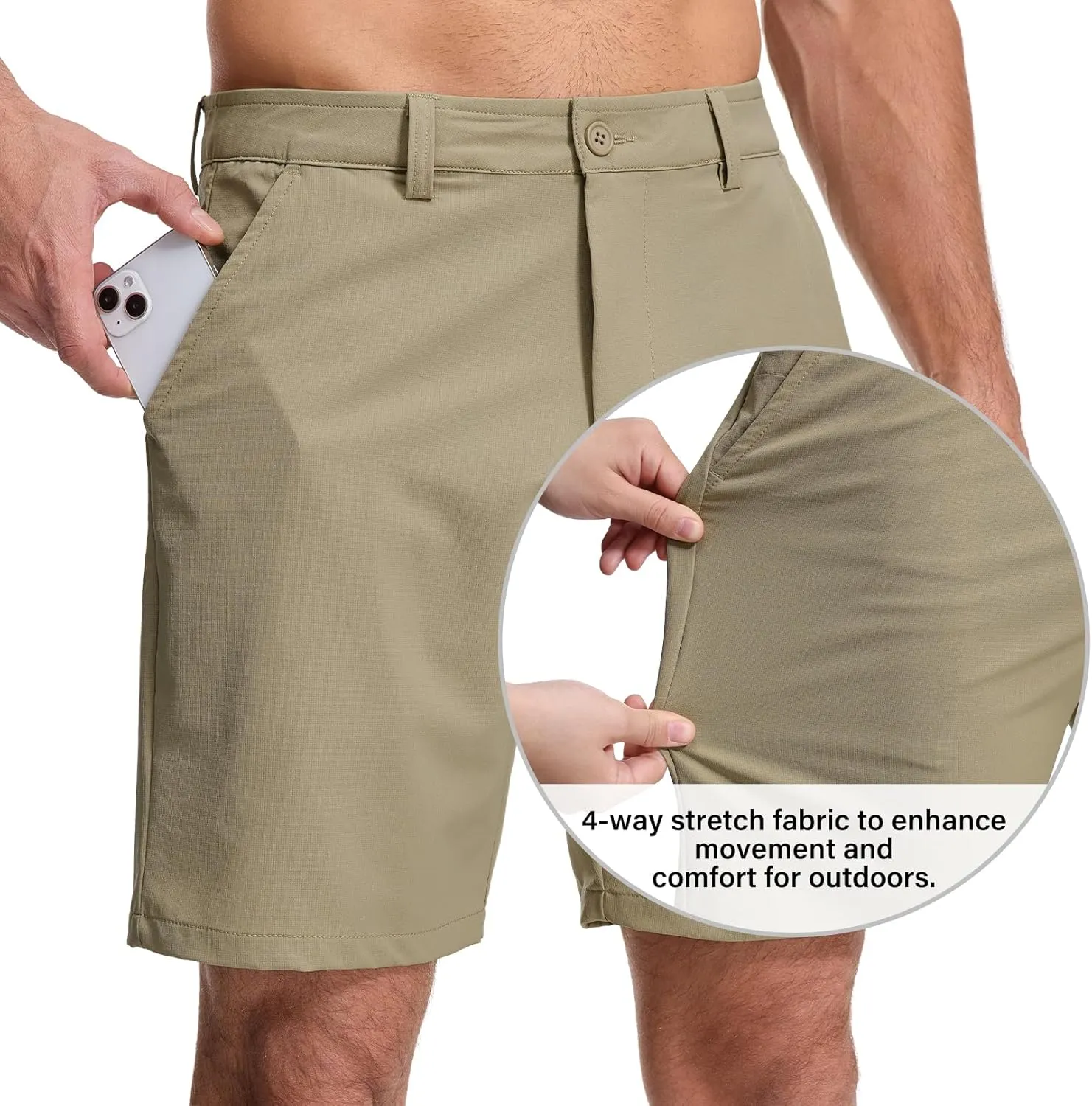 Jessie Kidden Men's Golf Shorts 7" Stretch Quick Dry Hiking Casual Lightweight Work Flat Front Dress Shorts 6 Pockets