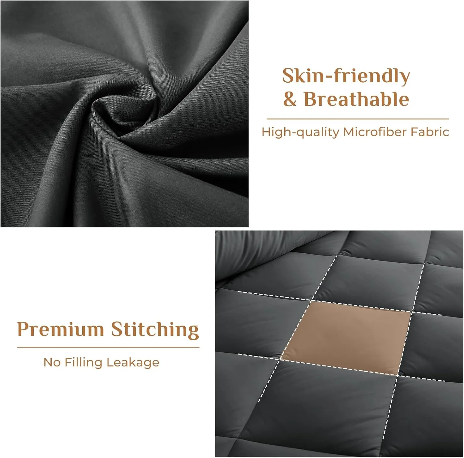 JOLLYVOGUE 11 Pieces Queen Comforter Set, Reversible Bed in a Bag Queen Size, All Season Bedding Set with Soft Dark Grey Comforter, Flat Sheets, Fitted Sheets, Pillowcases & Shams