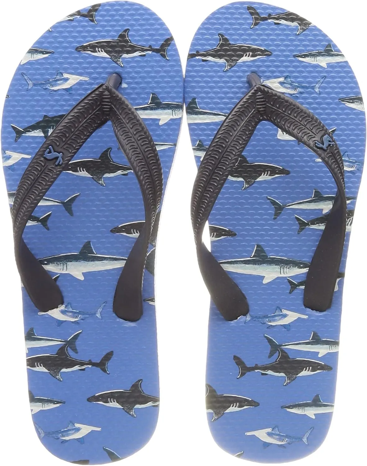 Joules Boy's Flip-Flop, Blue Sharks, 3 Big Kid