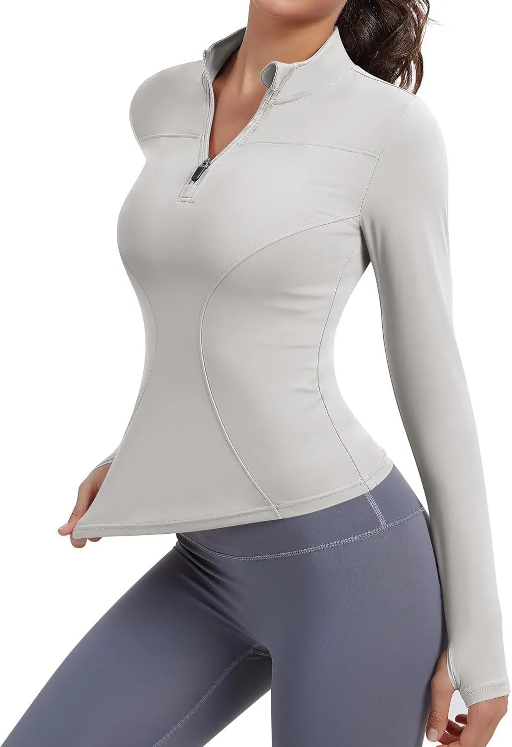JoyGirl Women Workout Jacket Cropped Running Jackets Zip Up Gym Athletic Tops Yoga Top with Thumb Holes