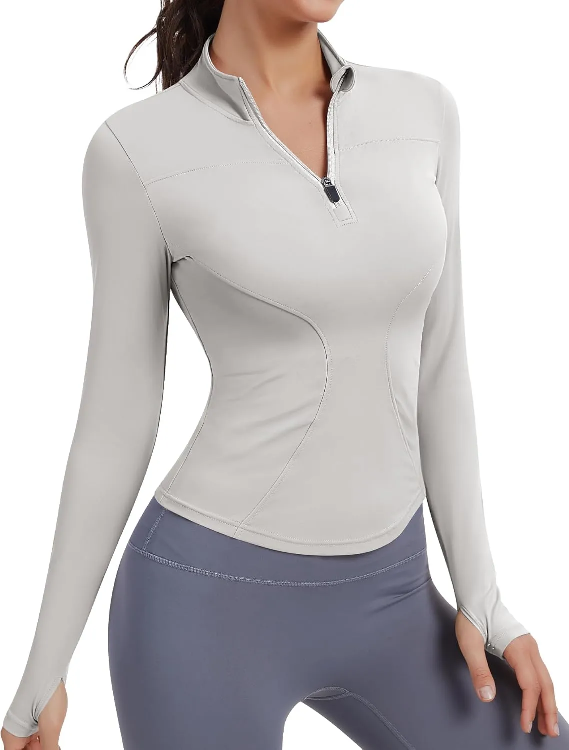 JoyGirl Women Workout Jacket Cropped Running Jackets Zip Up Gym Athletic Tops Yoga Top with Thumb Holes