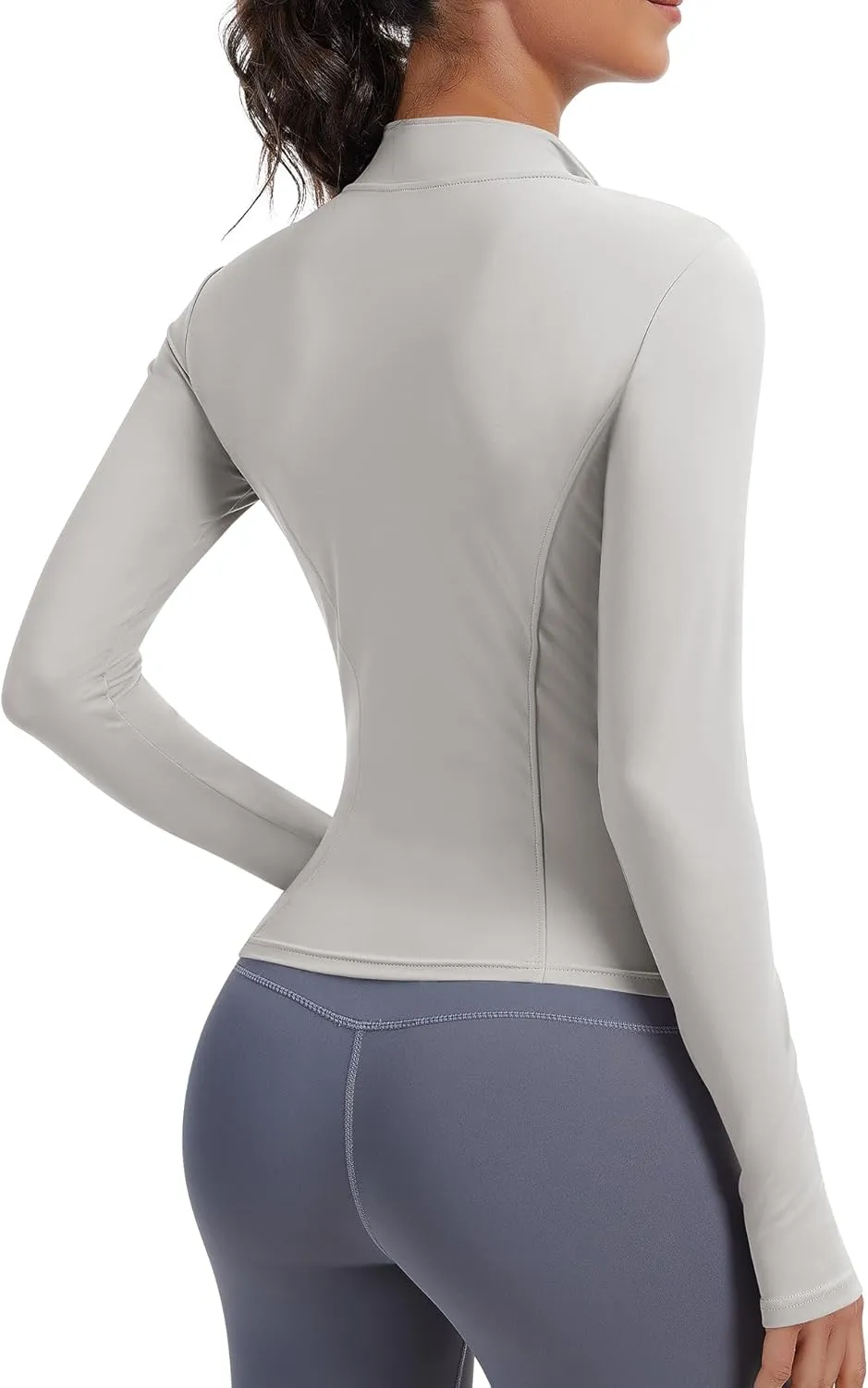 JoyGirl Women Workout Jacket Cropped Running Jackets Zip Up Gym Athletic Tops Yoga Top with Thumb Holes