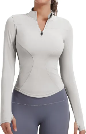 JoyGirl Women Workout Jacket Cropped Running Jackets Zip Up Gym Athletic Tops Yoga Top with Thumb Holes