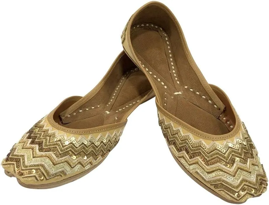 Juttis for Women's Wedding Bridal Shoes Ethnic Traditional Indian Flat Punjabi Jutti