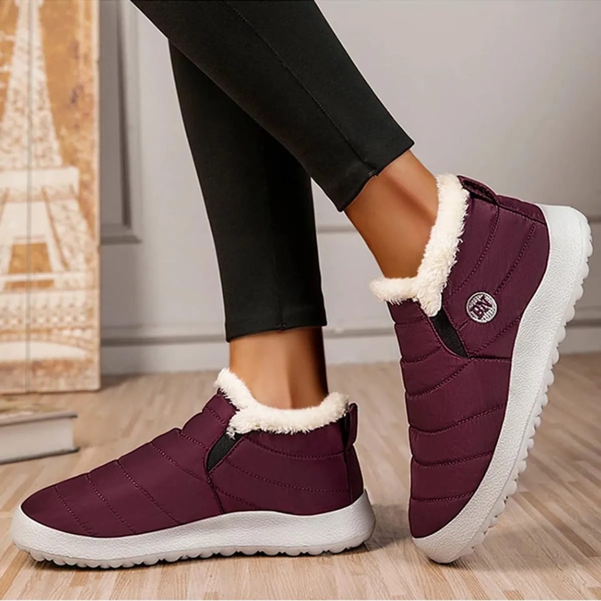 Kapley Vyral Waterproof Winter Boots, Fur Lined Outdoor Anti-slip Waterproof Comfortable Short Boot Comfortable Warm Shoes