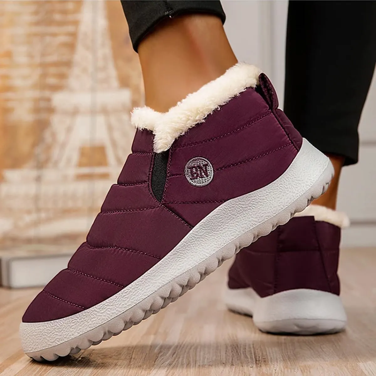 Kapley Vyral Waterproof Winter Boots, Fur Lined Outdoor Anti-slip Waterproof Comfortable Short Boot Comfortable Warm Shoes
