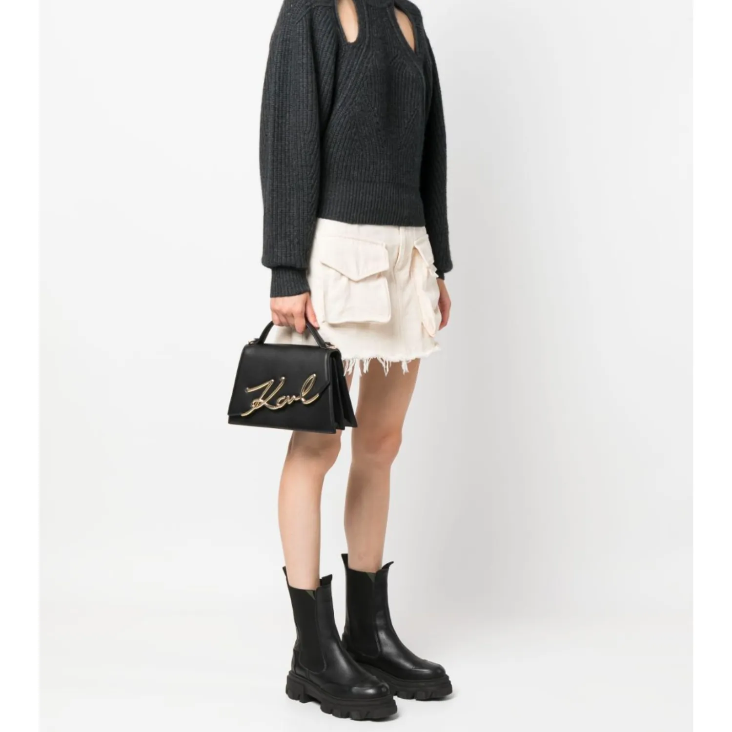 KARL LAGERFELD K/SIGNATURE BLACK CROSSBODY BAG
