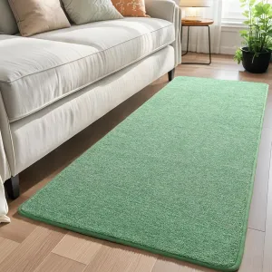Keeko Soft Hallway Runner Rug, 2x6 Green Entryway Runner Rugs for Bedroom Bedside Non Slip Washable Modern Memory Foam Rugs Low Pile Laundry Room Rug Carpet for Nursery Dorm Classroom Kids Room Decor