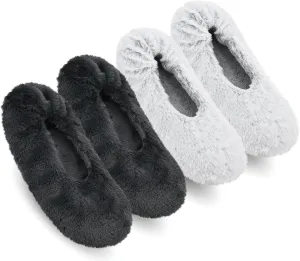 Keyela Women's Memory Foam House Fluffy Ballerina Slippers Ballet Shoes Fuzzy Cute Faux Fur Closed Toe Slip On Indoor Slippers