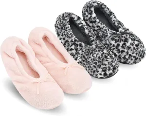 Keyela Women's Memory Foam House Fluffy Ballerina Slippers Ballet Shoes Fuzzy Cute Faux Fur Closed Toe Slip On Indoor Slippers