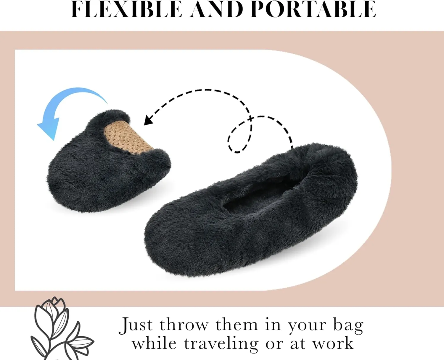 Keyela Women's Memory Foam House Fluffy Ballerina Slippers Ballet Shoes Fuzzy Cute Faux Fur Closed Toe Slip On Indoor Slippers