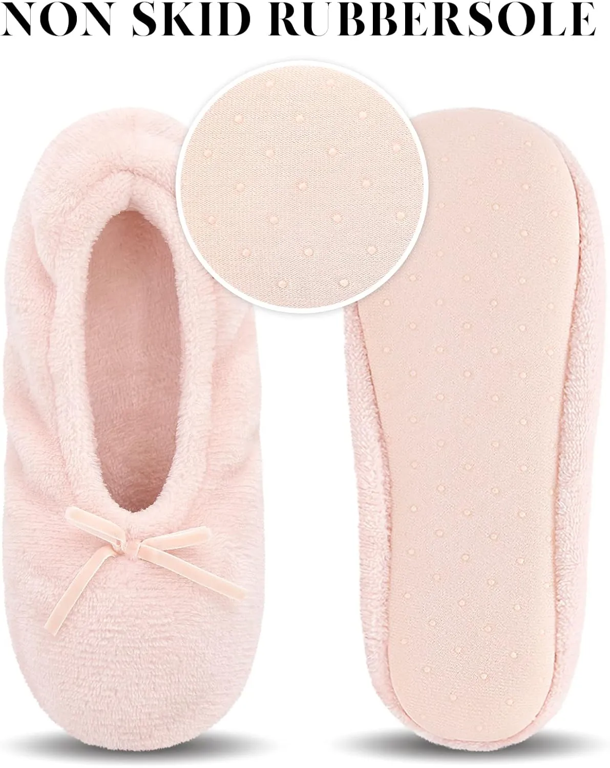 Keyela Women's Memory Foam House Fluffy Ballerina Slippers Ballet Shoes Fuzzy Cute Faux Fur Closed Toe Slip On Indoor Slippers