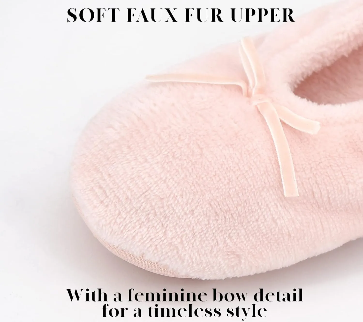 Keyela Women's Memory Foam House Fluffy Ballerina Slippers Ballet Shoes Fuzzy Cute Faux Fur Closed Toe Slip On Indoor Slippers