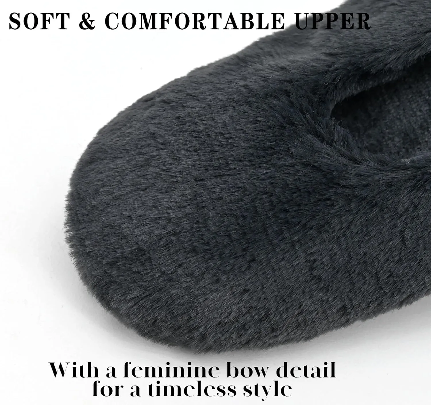 Keyela Women's Memory Foam House Fluffy Ballerina Slippers Ballet Shoes Fuzzy Cute Faux Fur Closed Toe Slip On Indoor Slippers
