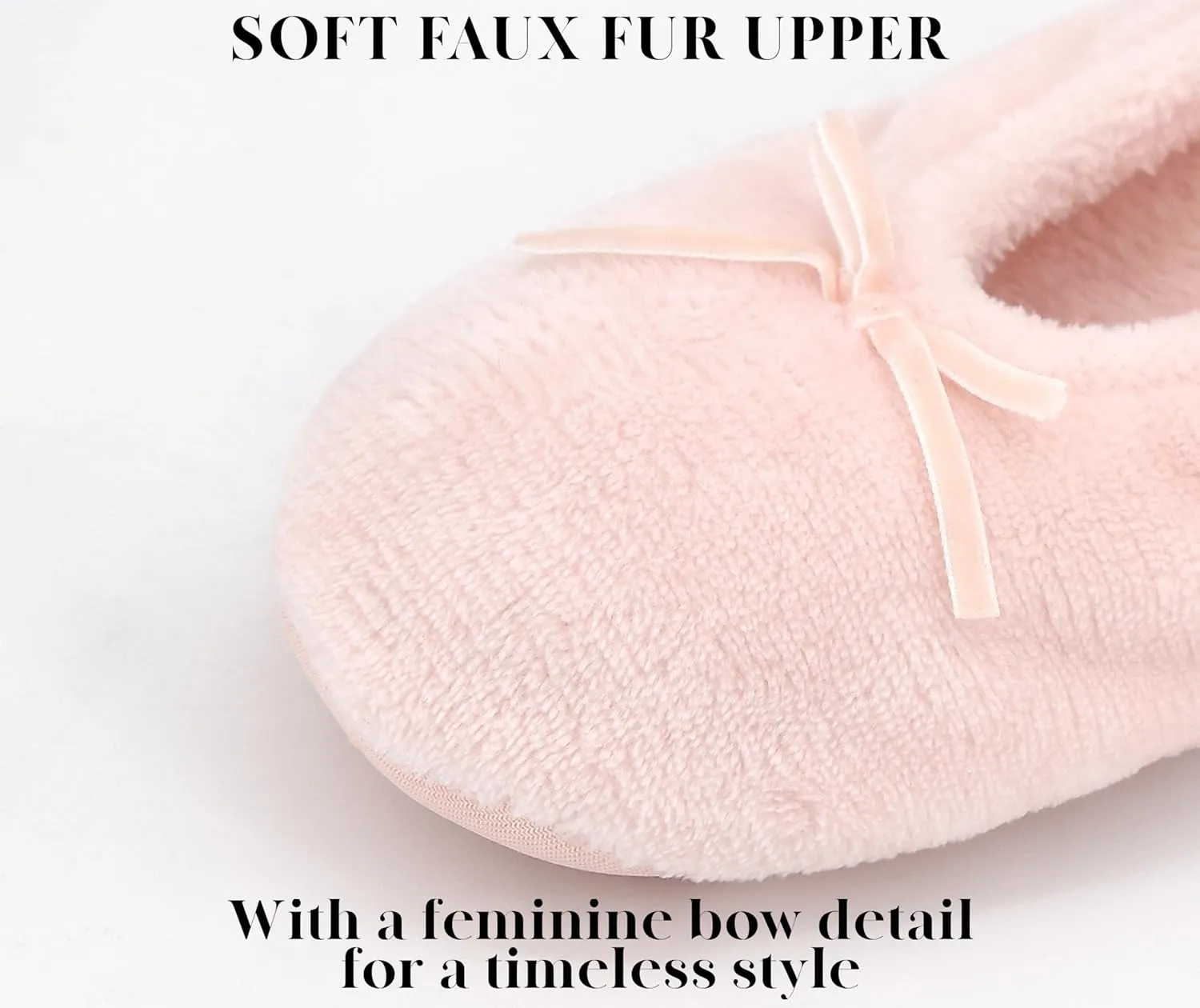 Keyela Women's Memory Foam House Fluffy Ballerina Slippers Ballet Shoes Fuzzy Cute Faux Fur Closed Toe Slip On Indoor Slippers