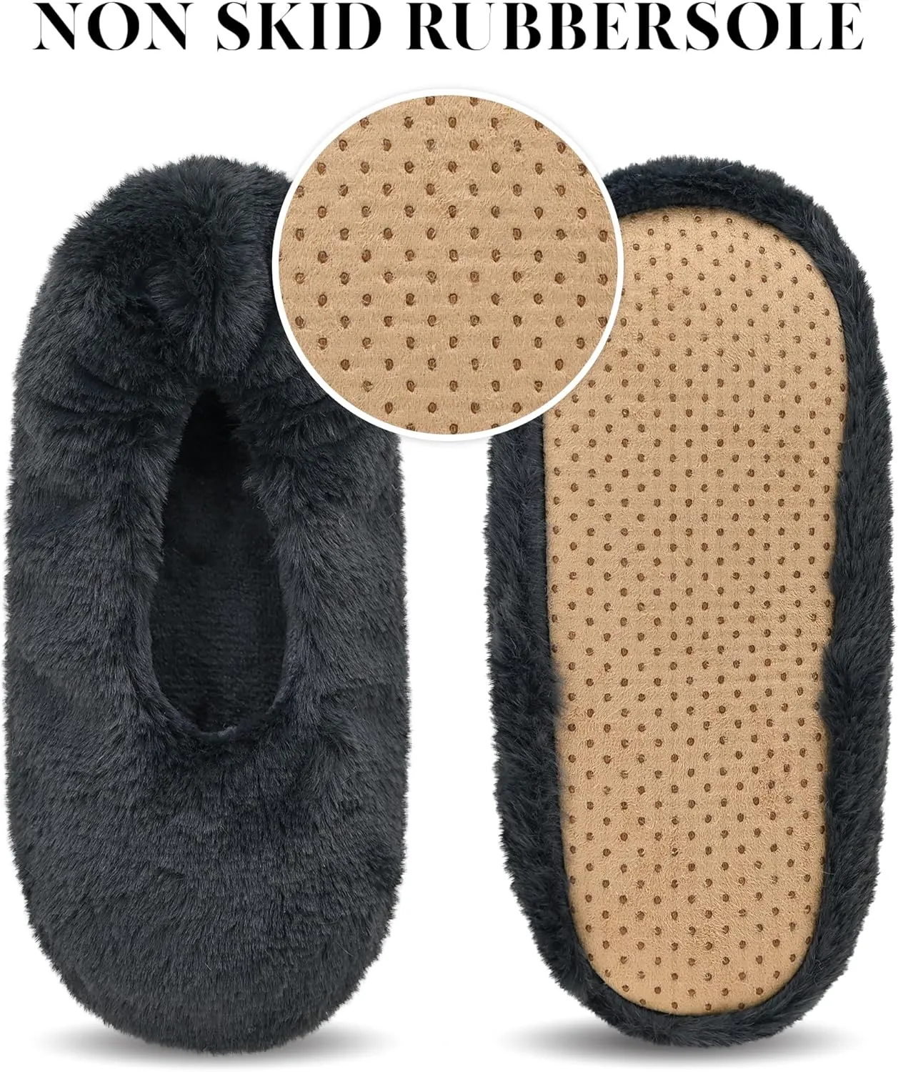 Keyela Women's Memory Foam House Fluffy Ballerina Slippers Ballet Shoes Fuzzy Cute Faux Fur Closed Toe Slip On Indoor Slippers