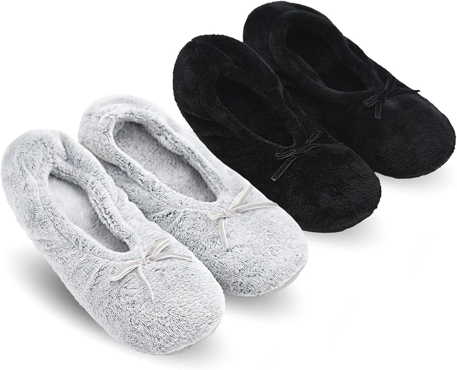 Keyela Women's Memory Foam House Fluffy Ballerina Slippers Ballet Shoes Fuzzy Cute Faux Fur Closed Toe Slip On Indoor Slippers