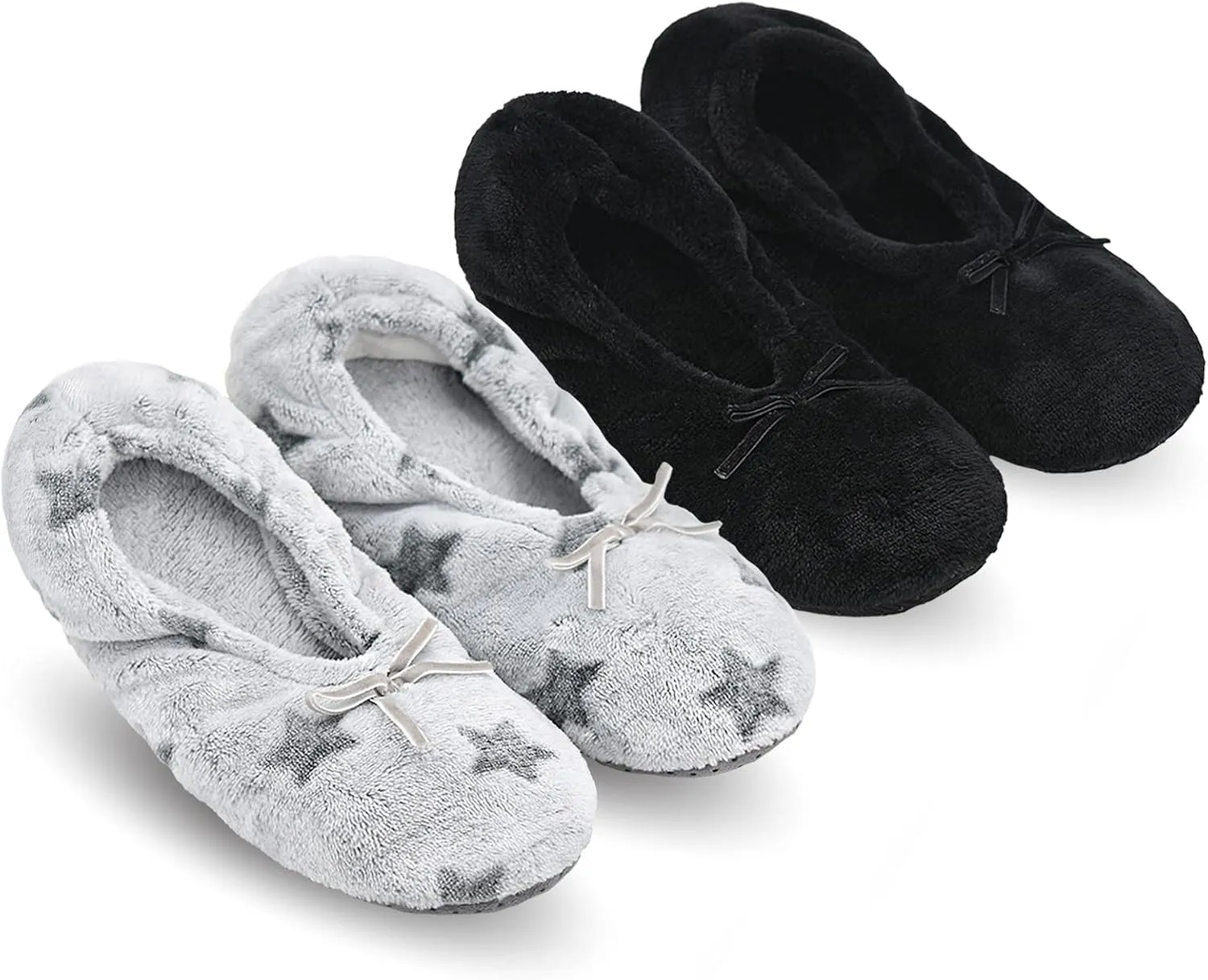 Keyela Women's Memory Foam House Fluffy Ballerina Slippers Ballet Shoes Fuzzy Cute Faux Fur Closed Toe Slip On Indoor Slippers