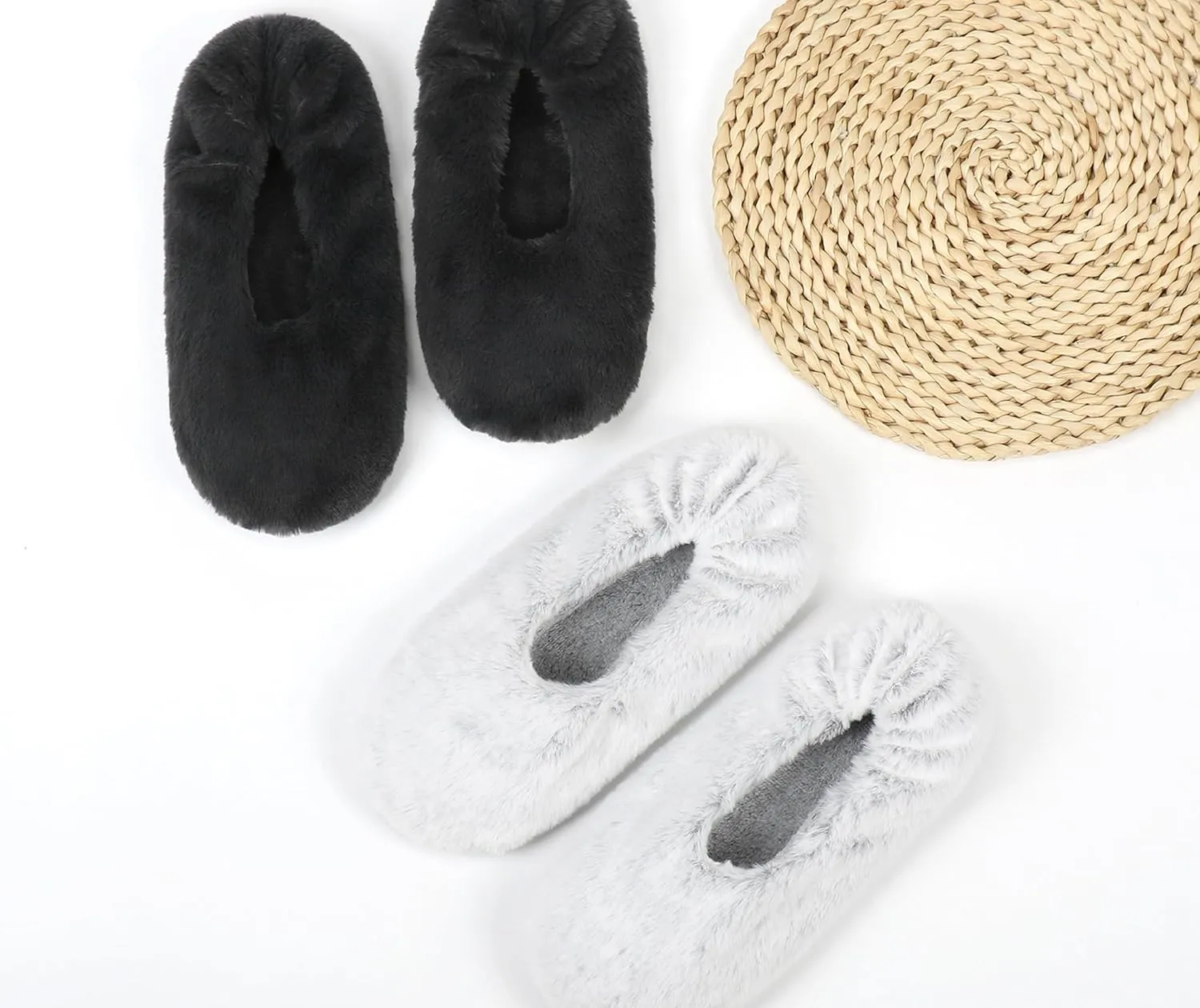 Keyela Women's Memory Foam House Fluffy Ballerina Slippers Ballet Shoes Fuzzy Cute Faux Fur Closed Toe Slip On Indoor Slippers
