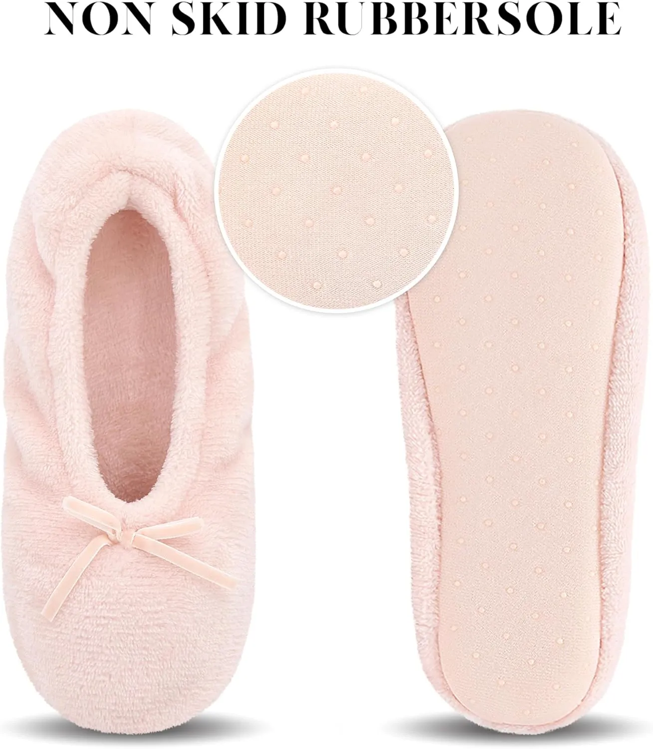 Keyela Women's Memory Foam House Fluffy Ballerina Slippers Ballet Shoes Fuzzy Cute Faux Fur Closed Toe Slip On Indoor Slippers