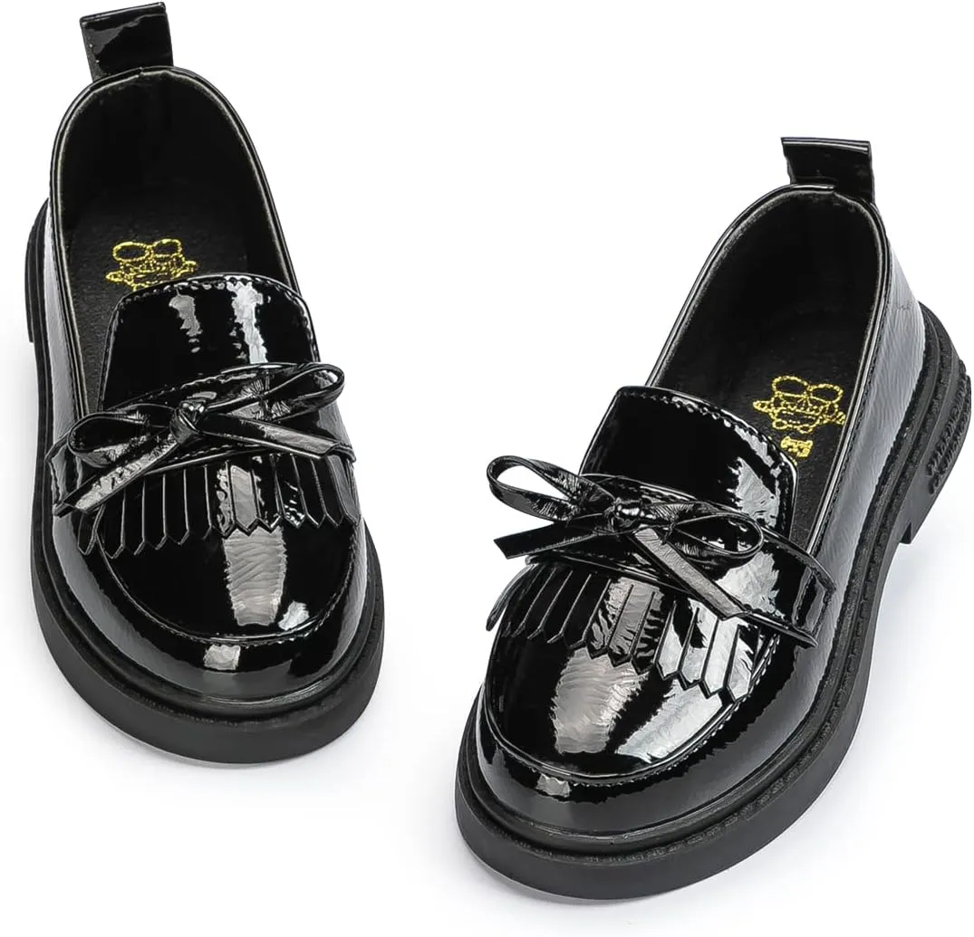 KIDSUN Toddler Boy’s Girl’s Dress Shoes Comfort Lace-Up Oxford School Uniform Shoes Loafer Flats (Toddler/Little Kid) E-Black
