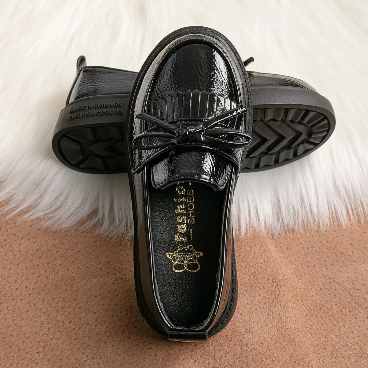 KIDSUN Toddler Boy’s Girl’s Dress Shoes Comfort Lace-Up Oxford School Uniform Shoes Loafer Flats (Toddler/Little Kid) E-Black