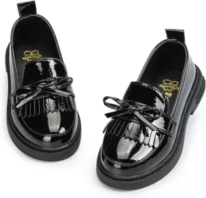 KIDSUN Toddler Boy’s Girl’s Dress Shoes Comfort Lace-Up Oxford School Uniform Shoes Loafer Flats (Toddler/Little Kid) E-Black