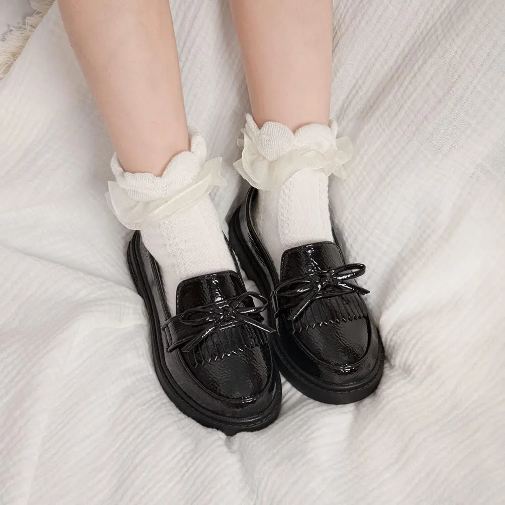 KIDSUN Toddler Boy’s Girl’s Dress Shoes Comfort Lace-Up Oxford School Uniform Shoes Loafer Flats (Toddler/Little Kid) E-Black