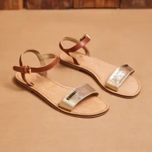 Kingsley Heath Strappy Sandal Tan/Metallic/Brass/Tan