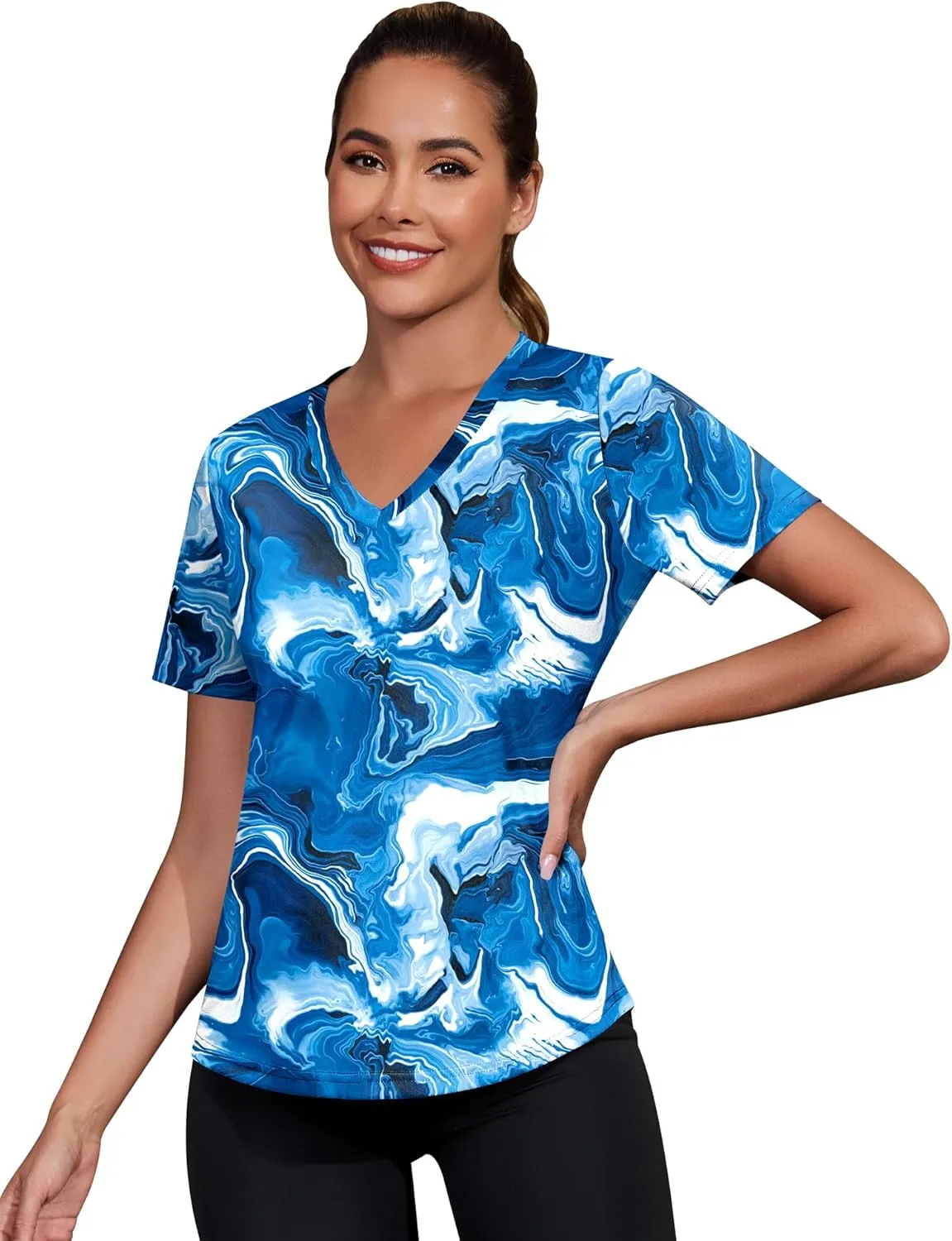 Kistore Workout Tops for Women Breathable V Neck Yoga T Shirts Trending Beach Casual Loose Fit Tee Running