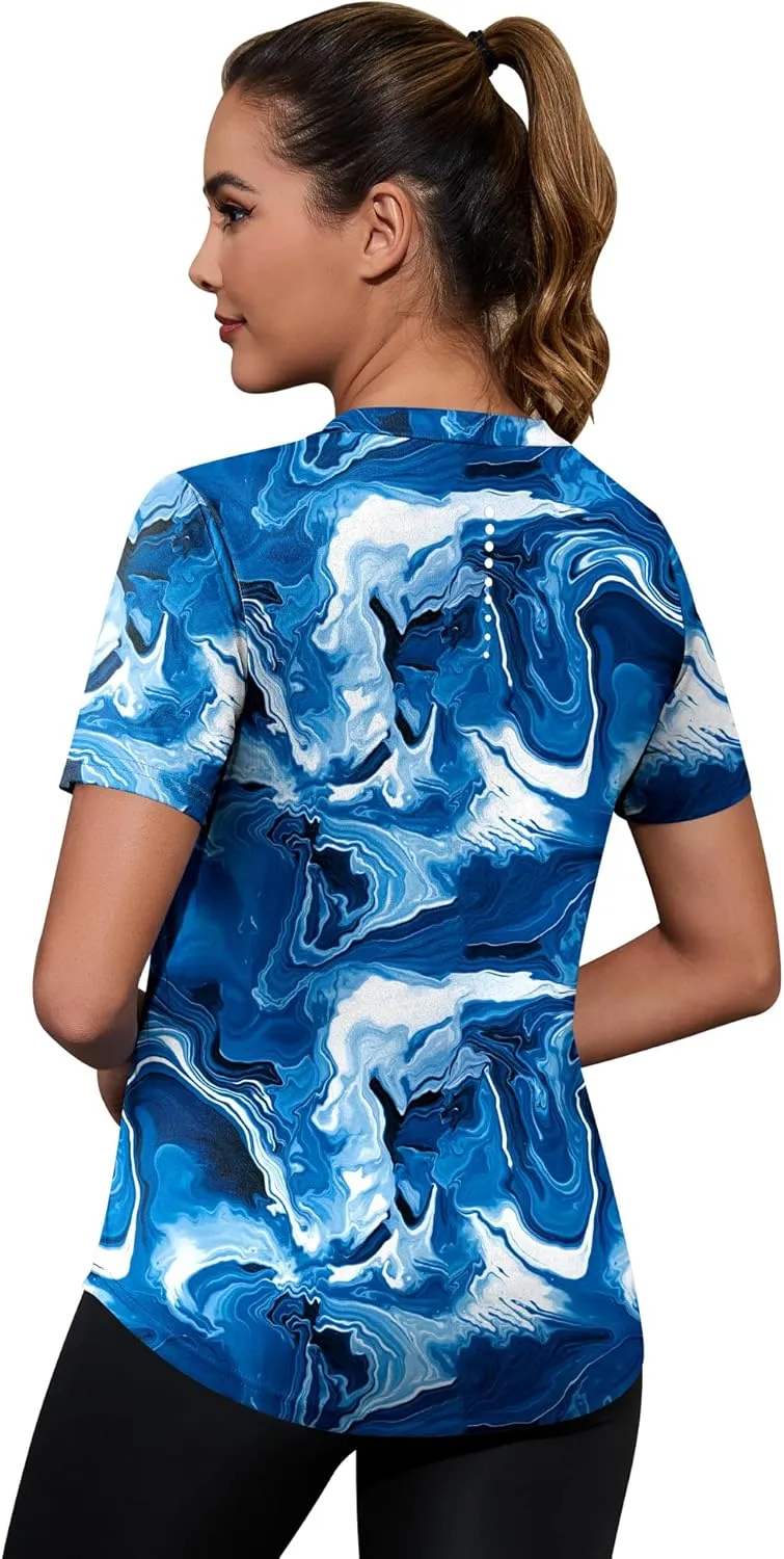 Kistore Workout Tops for Women Breathable V Neck Yoga T Shirts Trending Beach Casual Loose Fit Tee Running